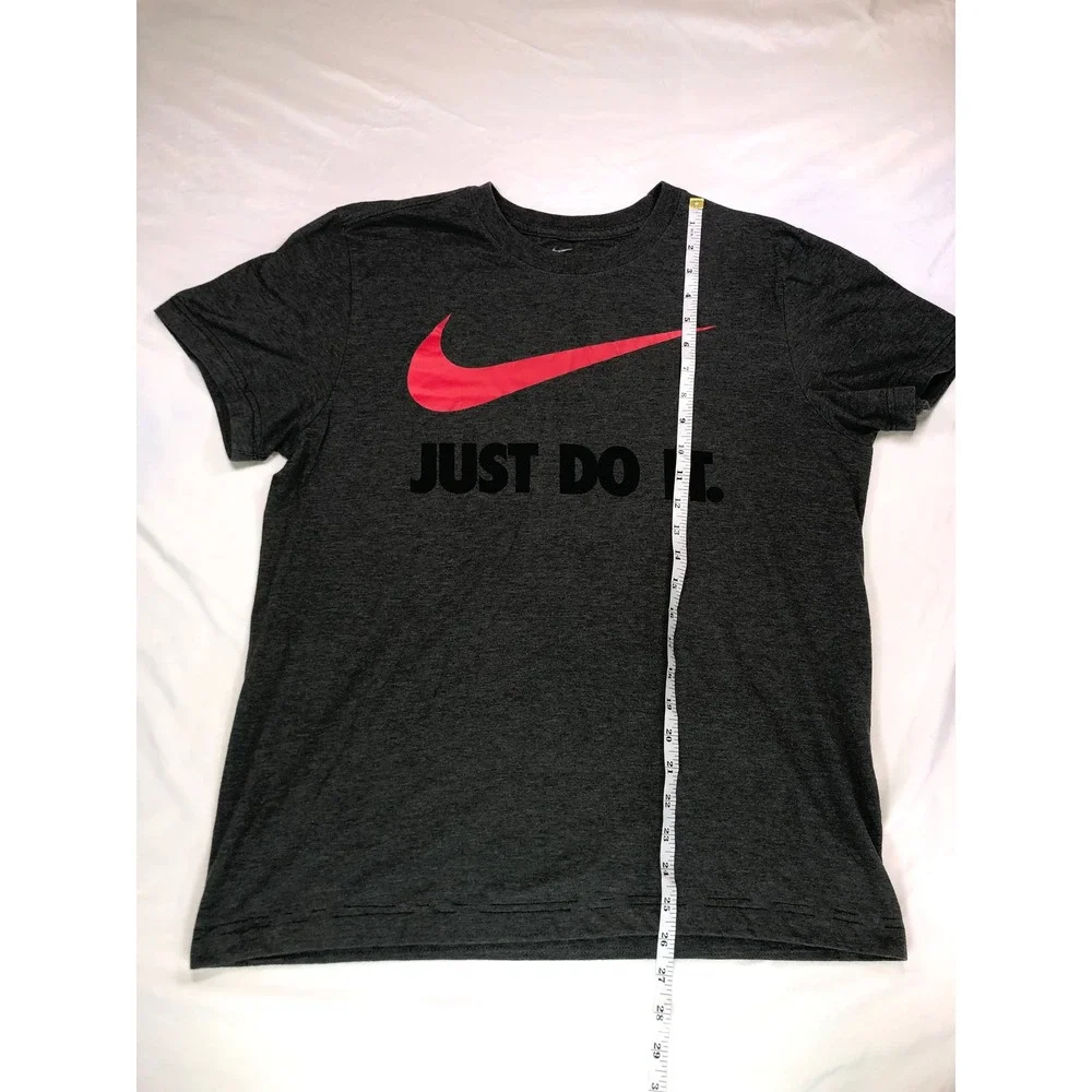 Nike Just Do It Graphic T-Shirt Mens Medium Grey Red Swoosh Athletic Tee 00677